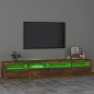 vidaXL Mueble de TV con luces LED color roble ahumado 240x35x40 cm