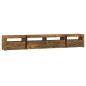 vidaXL Mueble de TV con luces LED color roble ahumado 240x35x40 cm