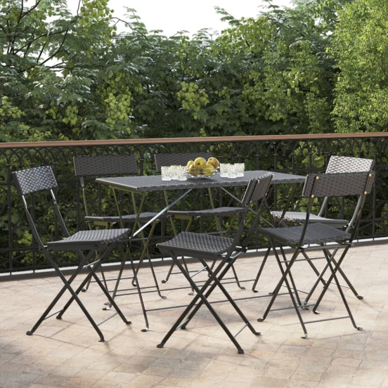 vidaXL Sillas cafetería plegables 6 uds acero y ratán sintético negro vidaXL Sillas cafetería plegables 6 uds acero y ratán sintético negro