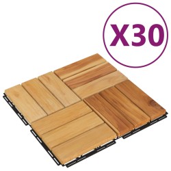 vidaXL Baldosas de terraza 30 uds madera maciza teca 30x30 cm