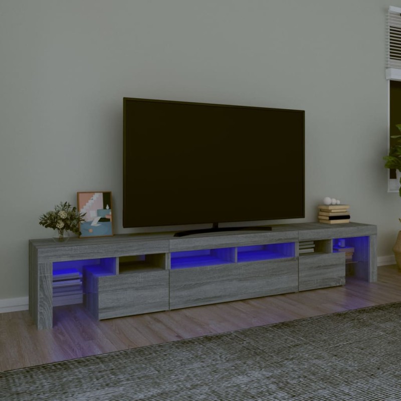 vidaXL Mueble de TV con luces LED gris Sonoma 230x36,5x40 cm vidaXL Mueble de TV con luces LED gris Sonoma 230x36,5x40 cm