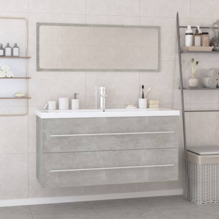 vidaXL Conjunto de muebles de baño madera contrachapada gris hormigón