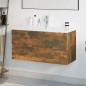 vidaXL Mueble de baño con lavabo madera contrachapada roble ahumado vidaXL Mueble de baño con lavabo madera contrachapada roble ahumado