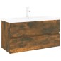 vidaXL Mueble de baño con lavabo madera contrachapada roble ahumado vidaXL Mueble de baño con lavabo madera contrachapada roble ahumado