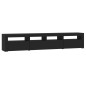 vidaXL Mueble de TV con luces LED Negro 210x35x40 cm