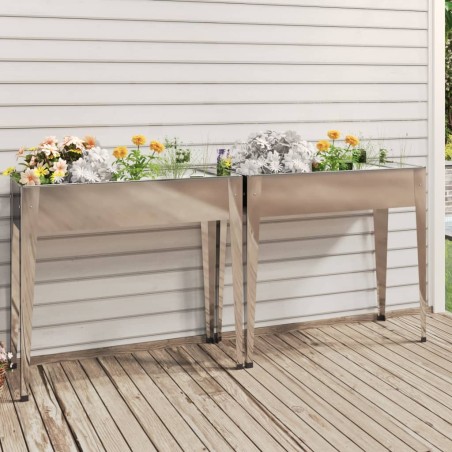vidaXL Jardineras 2 unidades acero galvanizado