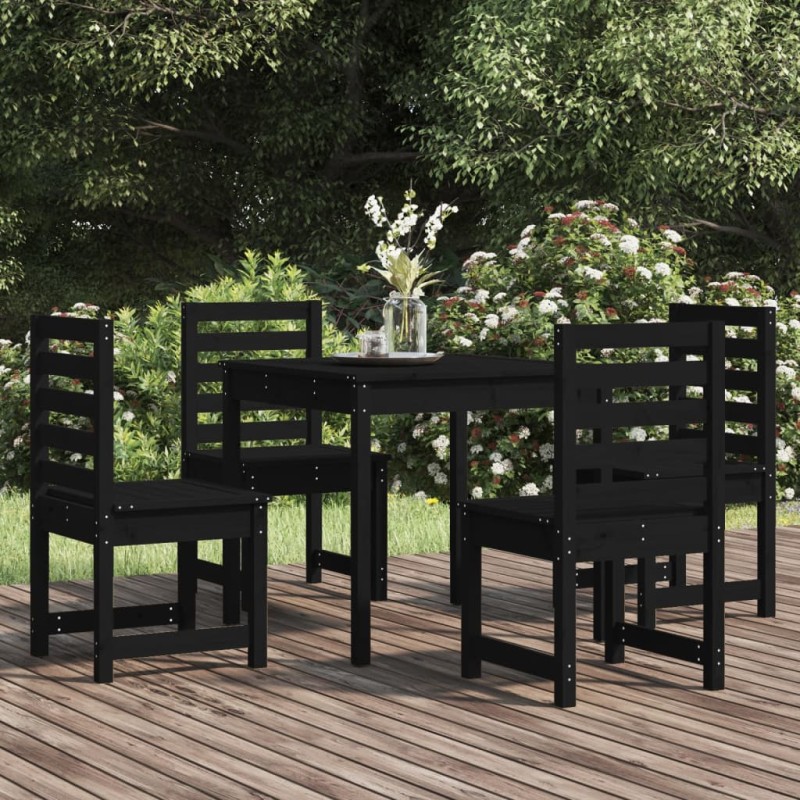 vidaXL Juego de comedor de jardín 5 piezas madera maciza pino negro