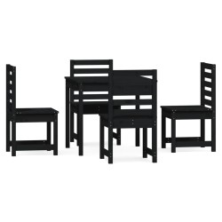 vidaXL Juego de comedor de jardín 5 piezas madera maciza pino negro