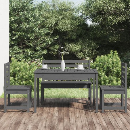 vidaXL Juego de comedor de jardín 4 piezas madera maciza pino gris