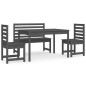 vidaXL Juego de comedor de jardín 4 piezas madera maciza pino gris vidaXL Juego de comedor de jardín 4 piezas madera maciza pino gris