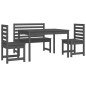 vidaXL Juego de comedor de jardín 4 piezas madera maciza pino gris vidaXL Juego de comedor de jardín 4 piezas madera maciza pino gris