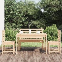 vidaXL Juego de comedor de jardín 4 piezas madera maciza de pino