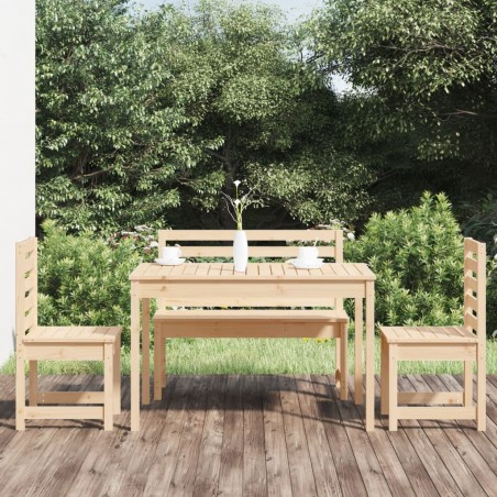 vidaXL Juego de comedor de jardín 4 piezas madera maciza de pino