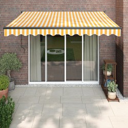 vidaXL Toldo retráctil automático amarillo y blanco 3,5x2,5 m