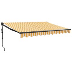 vidaXL Toldo retráctil automático amarillo y blanco 3,5x2,5 m