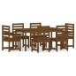 vidaXL Set de comedor de jardín 7 pzas madera maciza pino marrón miel vidaXL Set de comedor de jardín 7 pzas madera maciza pino marrón miel