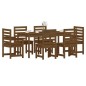 vidaXL Set de comedor de jardín 7 pzas madera maciza pino marrón miel vidaXL Set de comedor de jardín 7 pzas madera maciza pino marrón miel