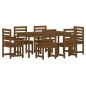 vidaXL Set de comedor de jardín 7 pzas madera maciza pino marrón miel vidaXL Set de comedor de jardín 7 pzas madera maciza pino marrón miel
