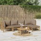 vidaXL Set de muebles de jardín 6 piezas bambú con cojines gris taupé vidaXL Set de muebles de jardín 6 piezas bambú con cojines gris taupé