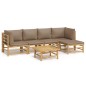 vidaXL Set de muebles de jardín 6 piezas bambú con cojines gris taupé vidaXL Set de muebles de jardín 6 piezas bambú con cojines gris taupé