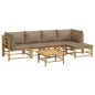 vidaXL Set de muebles de jardín 6 piezas bambú con cojines gris taupé vidaXL Set de muebles de jardín 6 piezas bambú con cojines gris taupé