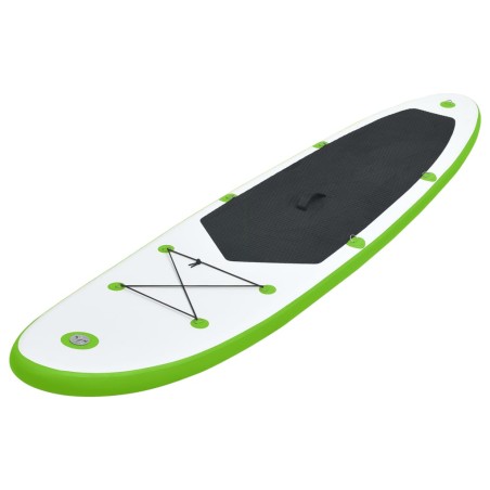 vidaXL Juego de tabla de paddle surf hinchable verde y blanco