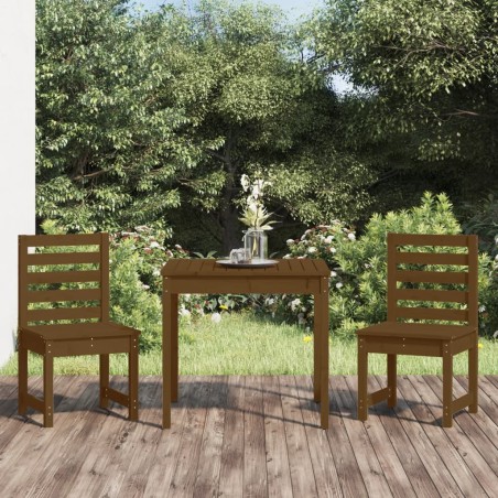 vidaXL Mesa y sillas de jardín 3 pzas madera maciza pino marrón miel