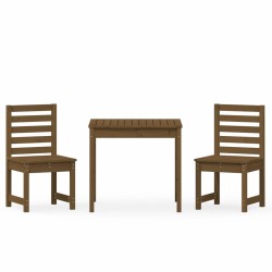 vidaXL Mesa y sillas de jardín 3 pzas madera maciza pino marrón miel