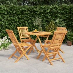 vidaXL Juego de comedor para jardín 5 piezas madera maciza de teca
