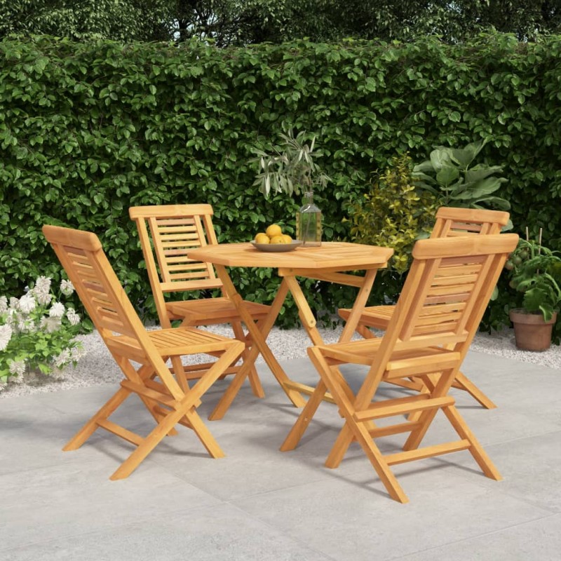 vidaXL Juego de comedor para jardín 5 piezas madera maciza de teca vidaXL Juego de comedor para jardín 5 piezas madera maciza de teca