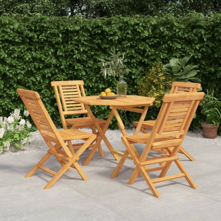 vidaXL Juego de comedor para jardín 5 piezas madera maciza de teca