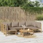 vidaXL Set de muebles de jardín 7 piezas bambú y cojines gris taupe vidaXL Set de muebles de jardín 7 piezas bambú y cojines gris taupe
