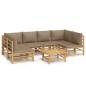 vidaXL Set de muebles de jardín 7 piezas bambú y cojines gris taupe vidaXL Set de muebles de jardín 7 piezas bambú y cojines gris taupe