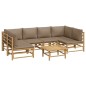 vidaXL Set de muebles de jardín 7 piezas bambú y cojines gris taupe vidaXL Set de muebles de jardín 7 piezas bambú y cojines gris taupe