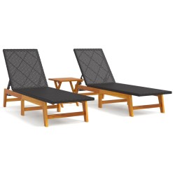 vidaXL Set de muebles de jardín 3 piezas ratán sintético madera acacia