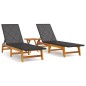 vidaXL Set de muebles de jardín 3 piezas ratán sintético madera acacia vidaXL Set de muebles de jardín 3 piezas ratán sintético madera acacia