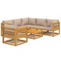 vidaXL Set muebles de jardín 7 pzas madera maciza y cojines gris taupé