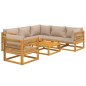 vidaXL Set muebles de jardín 7 pzas madera maciza y cojines gris taupé