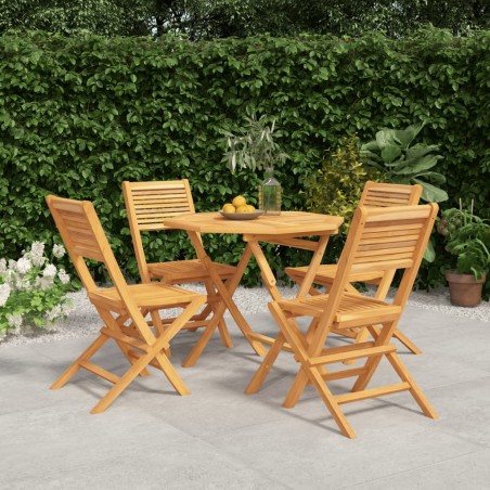 vidaXL Juego de comedor para jardín 5 piezas madera maciza de teca