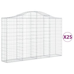 vidaXL Cestas de gaviones 25 uds forma de arco hierro 200x30x120/140cm