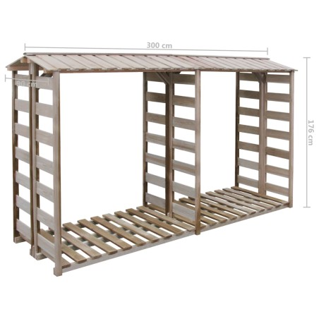 vidaXL Caseta para leña madera de pino impregnada 300x90x176 cm