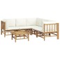 vidaXL Set de muebles de jardín 6 piezas bambú y cojines blanco crema vidaXL Set de muebles de jardín 6 piezas bambú y cojines blanco crema