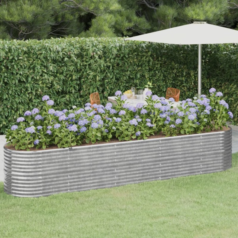 vidaXL Jardinera arriate acero recubrimiento polvo plata 368x80x68 cm vidaXL Jardinera arriate acero recubrimiento polvo plata 368x80x68 cm