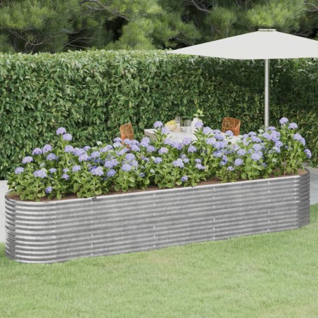 vidaXL Jardinera arriate acero recubrimiento polvo plata 368x80x68 cm