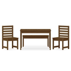vidaXL Set de comedor de jardín 4 pzas madera maciza pino marrón miel