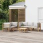 vidaXL Set de muebles de jardín 6 piezas bambú con cojines gris claro vidaXL Set de muebles de jardín 6 piezas bambú con cojines gris claro