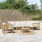 vidaXL Set de muebles de jardín 7 piezas bambú y cojines blanco crema
