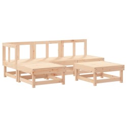 vidaXL Juego de sofás de jardín 5 piezas madera maciza de pino