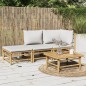 vidaXL Set de muebles de jardín 3 piezas bambú y cojines gris claro vidaXL Set de muebles de jardín 3 piezas bambú y cojines gris claro