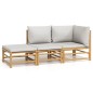 vidaXL Set de muebles de jardín 3 piezas bambú y cojines gris claro vidaXL Set de muebles de jardín 3 piezas bambú y cojines gris claro